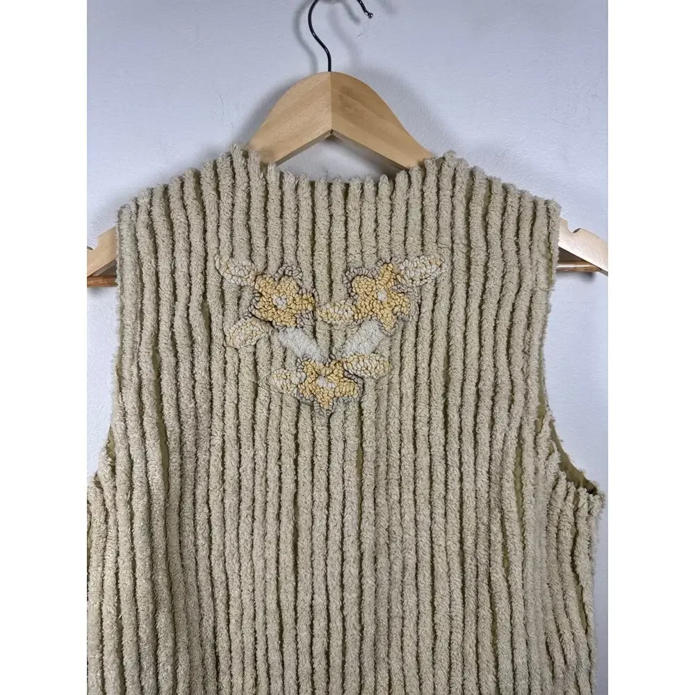 Sandy Starkman Vintage Chenille Floral Embroidered Cotton Vest - Picture 7 of 8